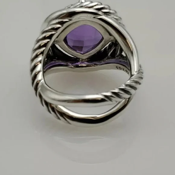 David Yurman Silver Ring with Purple Stone - Picture 3 of 7